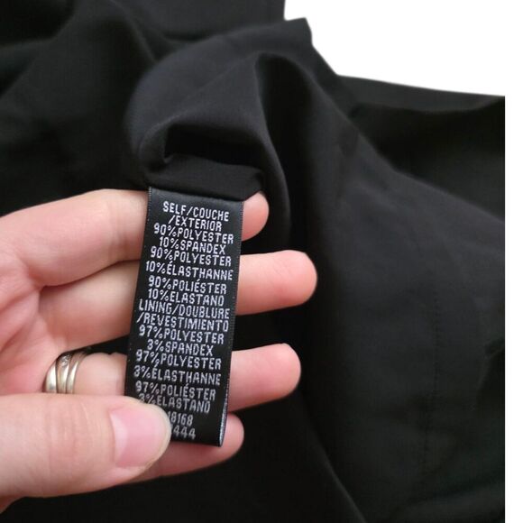 Nicole Miller Black Puff Sleeve Mock Neck Mini Button Dress 2 - Picture 4 of 6